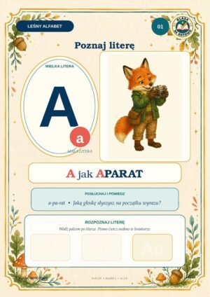 Leśny Alfabet — 32 karty A4 | PDF + PPTX — okładka produktu
