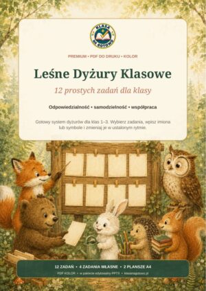 Leśne Dyżury Klasowe — 12 zadań | PDF KOLOR + EKO + PPTX — okładka produktu