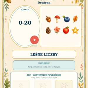 Leśne Liczby 0–20 — karty do nauki liczenia | PDF + PPTX — okładka produktu