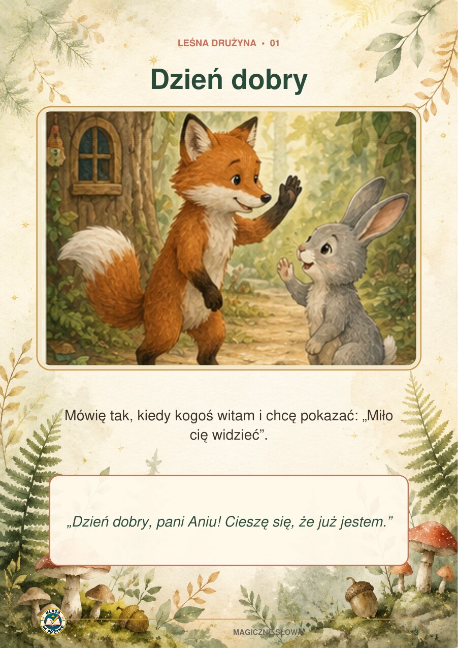 Magiczne słowa Leśnej Drużyny — emocje, relacje i granice | PDF + PPTX — rzeczywisty podgląd materiału