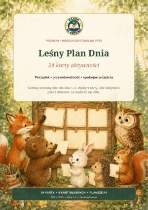 Leśny Plan Dnia — 24 karty aktywności | PDF KOLOR + EKO + PPTX — okładka produktu