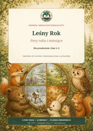 Leśny Rok — pory roku i miesiące | PDF KOLOR + EKO + PPTX — okładka produktu