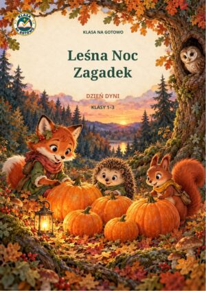 Leśna Noc Zagadek – Dzień Dyni, okładka kart pracy dla klas 1–3