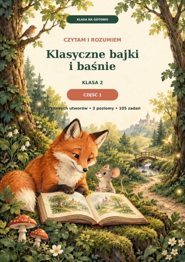 Czytanie ze zrozumieniem klasa 2 — Klasyczne bajki i baśnie, część 1, okładka wersji 1.2.0