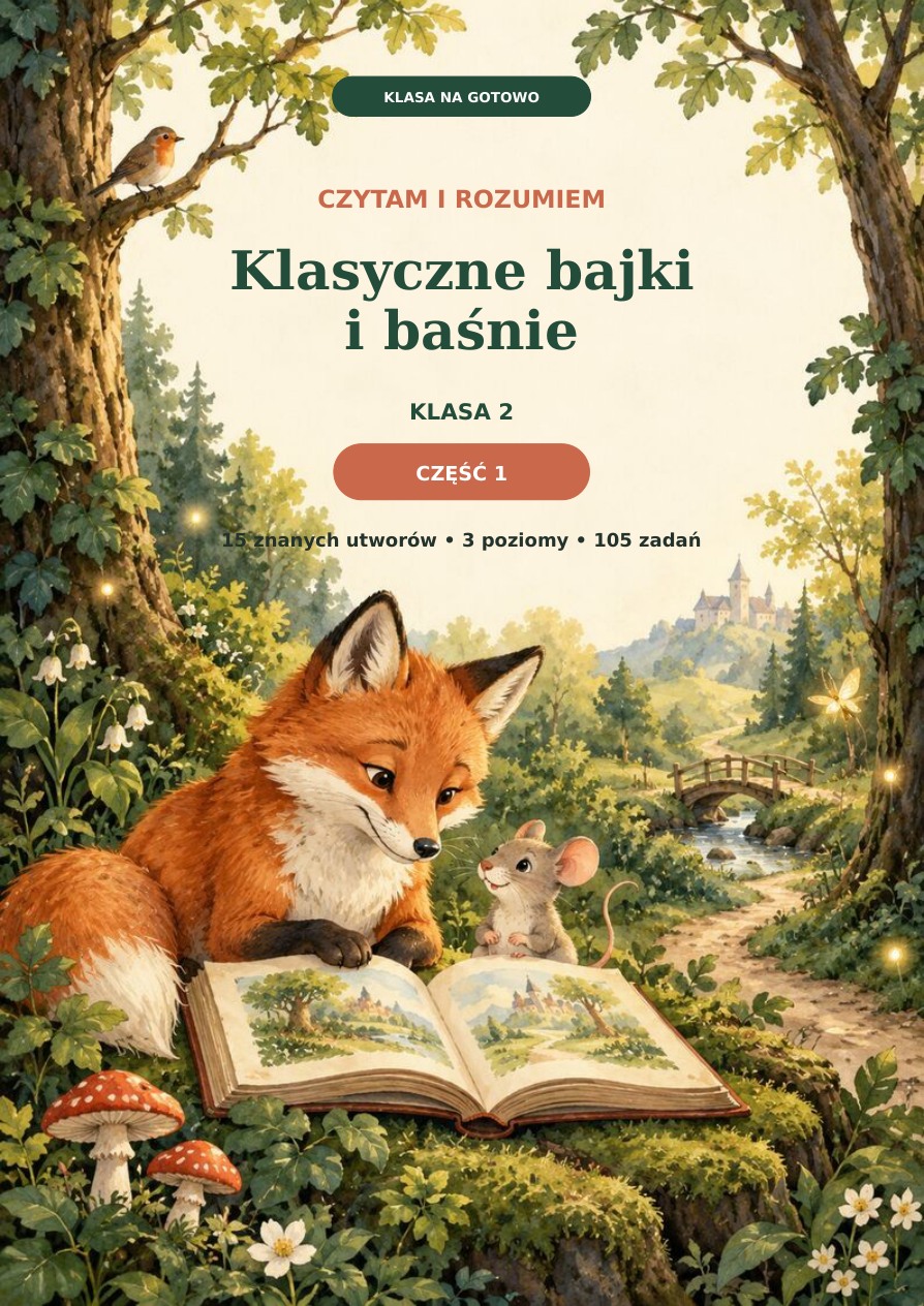 Czytanie ze zrozumieniem klasa 2 — bajki i baśnie, okładka części 1 w wersji 1.3.0